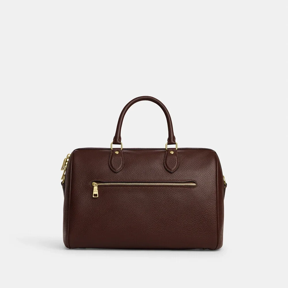 Coach Brown Pebbled Leather Satchel with Gold Hardware